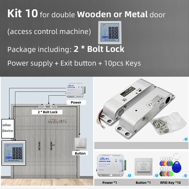 RFID Access Control System Safe Electronic Gate Opener Home Garage Digital Set Eletric Magnetic RFID Smart Door Lock Kit
