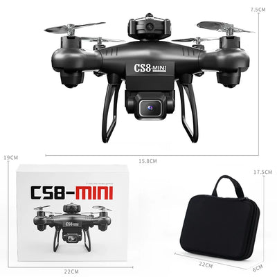 CS8 Mini Drone with 4k Dual Camera Optical Flow Location Smart Obstacle Avoidance RC Drone Toys for Kids