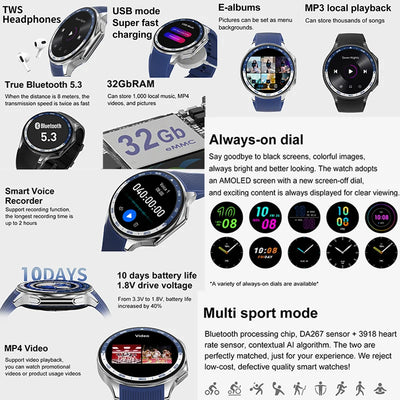 2025 New For OPPO Watch X High-End Business Watch Men 32G Memory Video Playback Smart Watch Sports Fitness Waterproof Bracelet