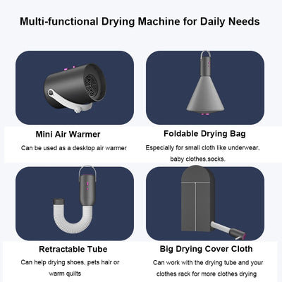 110V 220V Portable Electric Clothes Shoes Dryer Mini Cloth Drying Machine for Travel Dorms Hotel 500W Foldable Clothes Dryer