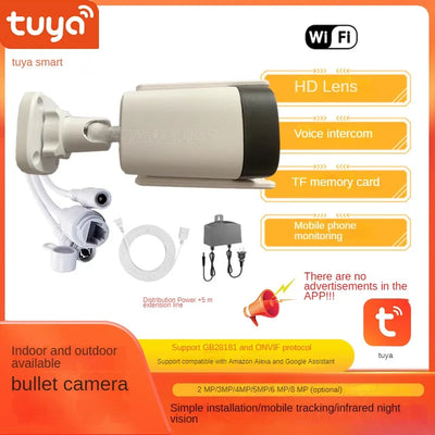 Tuya Home Surveillance 8MP intercom bullet  camera wireless outdoor dual-light full-color night vision camera