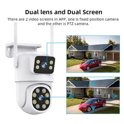8MP 4K PTZ Wifi Camera Outdoor Night Vision Dual Screen Dual Lens Human Detection Security CCTV Surveillance IP Camera HD ICSEE