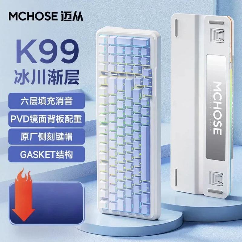 MCHOSE K99 V2 3-mode Gaming E-sport Bluetooth Wireless Mechanical Keyboard Gasket Structure Hot Swap RGB Custom Gaming Accessory