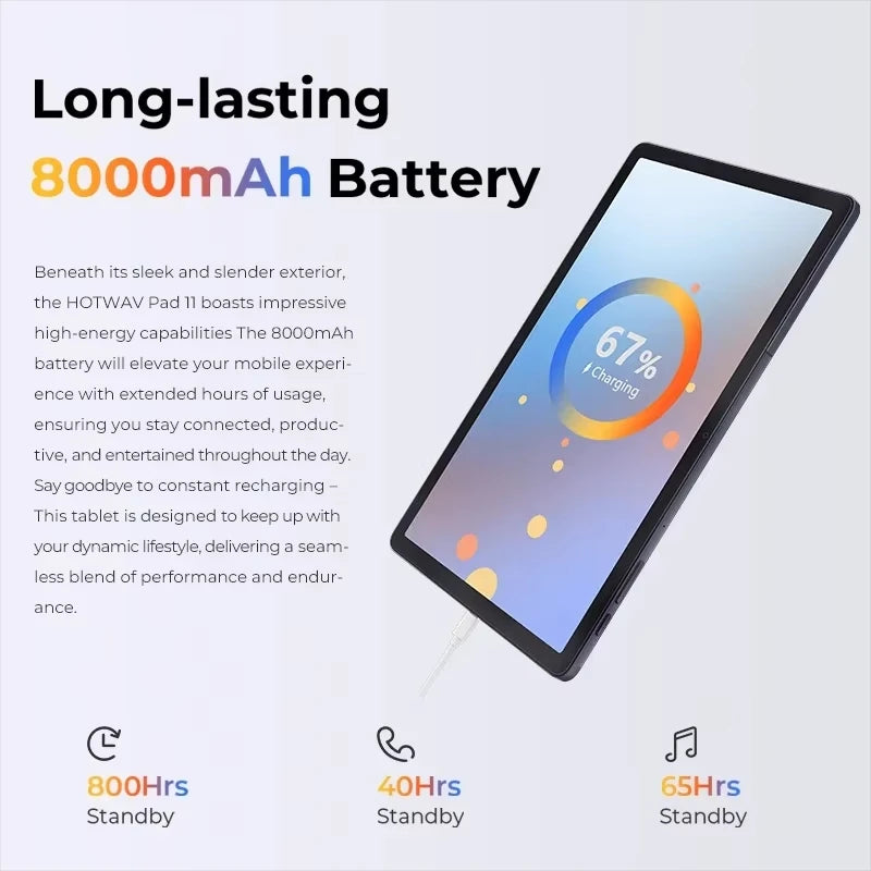 2024 HOTWAV Pad 11 Tablets 11 inch Android tablet 8000mAh Battery PC Mode 12(6+6)GB 256GB Widevine L1 Low Blue Light Tablets PC