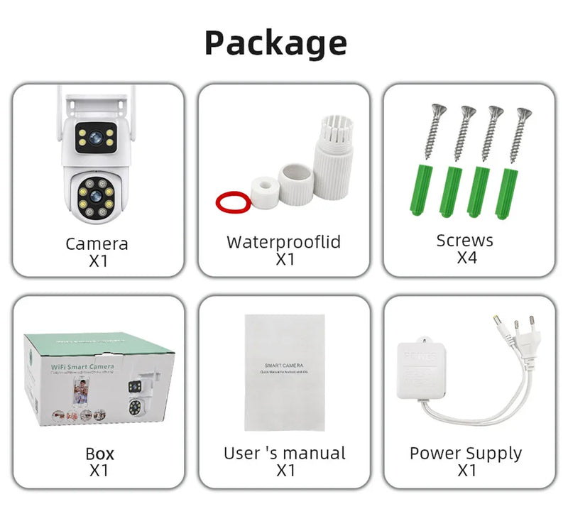 8MP 4K PTZ Wifi Camera Outdoor Night Vision Dual Screen Dual Lens Human Detection Security CCTV Surveillance IP Camera HD ICSEE