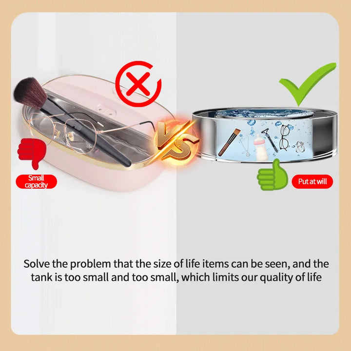 Portable ultrasonic cleaning machine, small ultrasonic dishwasher, seafood, fruit, watch, glasses, underwear, socks cleaning