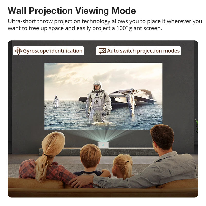4K Projector Smart Handheld & Portable Projector D071 Touch Pad 100 Inch Max Outdoor Cinema Office Theater Game Projection
