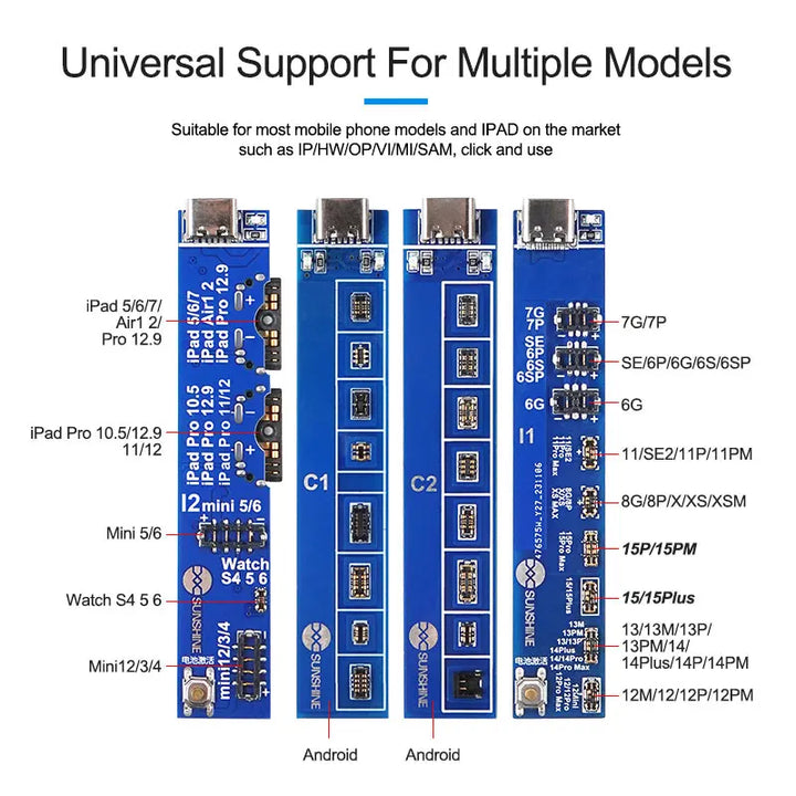 Sunshine SS-909 V9.0 Universal Battery Activation Board Quick Charge Maintenance Line For Iphone Android Repair Test Board Tool