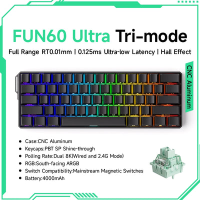 Akko MonsGeek FUN60 Ultra Mechanical Gaming Keyboard Magnetic Switch 60% Rapid Trigger 8K HE/TMR Custom Aluminum Keyboard Gamer
