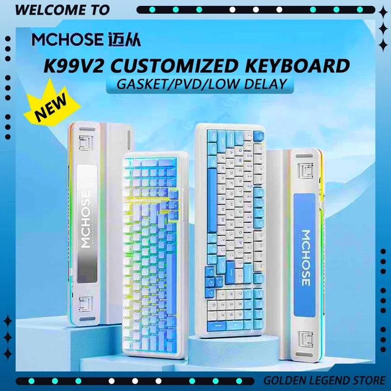 MCHOSE K99 V2 3-mode Gaming E-sport Bluetooth Wireless Mechanical Keyboard Gasket Structure Hot Swap RGB Custom Gaming Accessory
