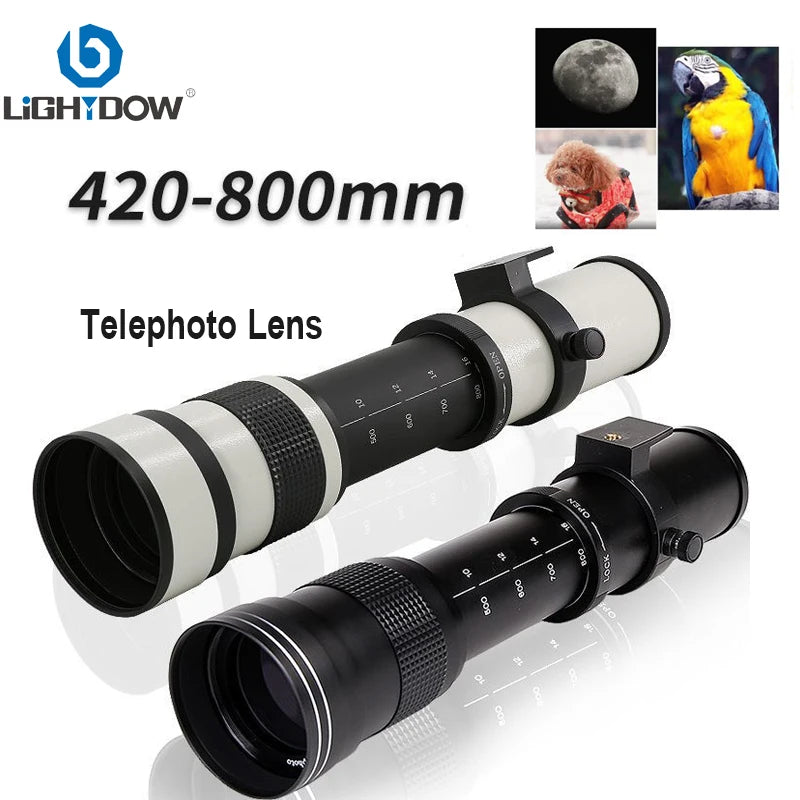 Lightdow Telephoto Lens 420-800mm f 8.3 Manual Zoom Lenses for Canon EOS R1 Nikon D850 D7500 D3400 D750 D810 DSLR Camera Lens