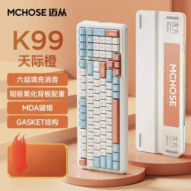 MCHOSE K99 V2 3-mode Gaming E-sport Bluetooth Wireless Mechanical Keyboard Gasket Structure Hot Swap RGB Custom Gaming Accessory