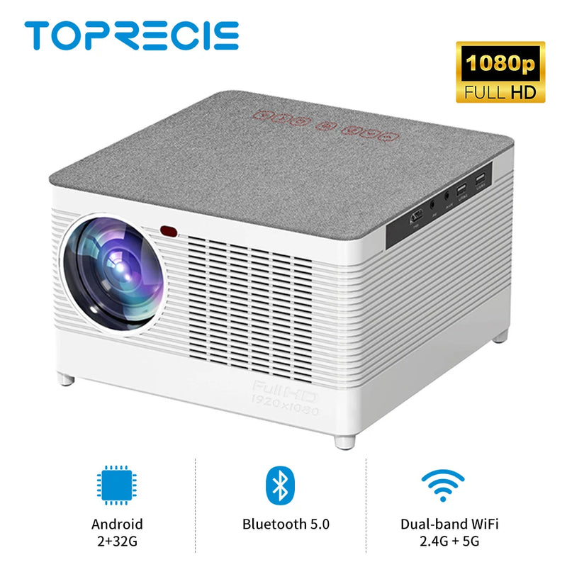 TOPRECIS T55 Android 2+32G WIFI Full HD 12000 Lumens Home Theater Game Beamer Mini Portable LED LCD Pocket Projector