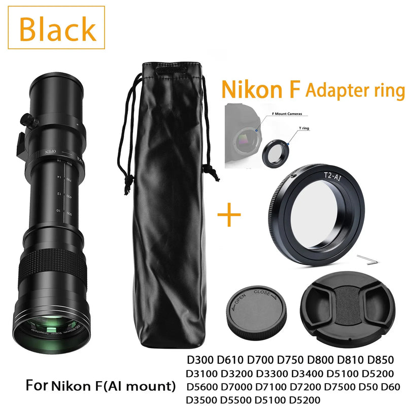 Lightdow Telephoto Lens 420-800mm f 8.3 Manual Zoom Lenses for Canon EOS R1 Nikon D850 D7500 D3400 D750 D810 DSLR Camera Lens