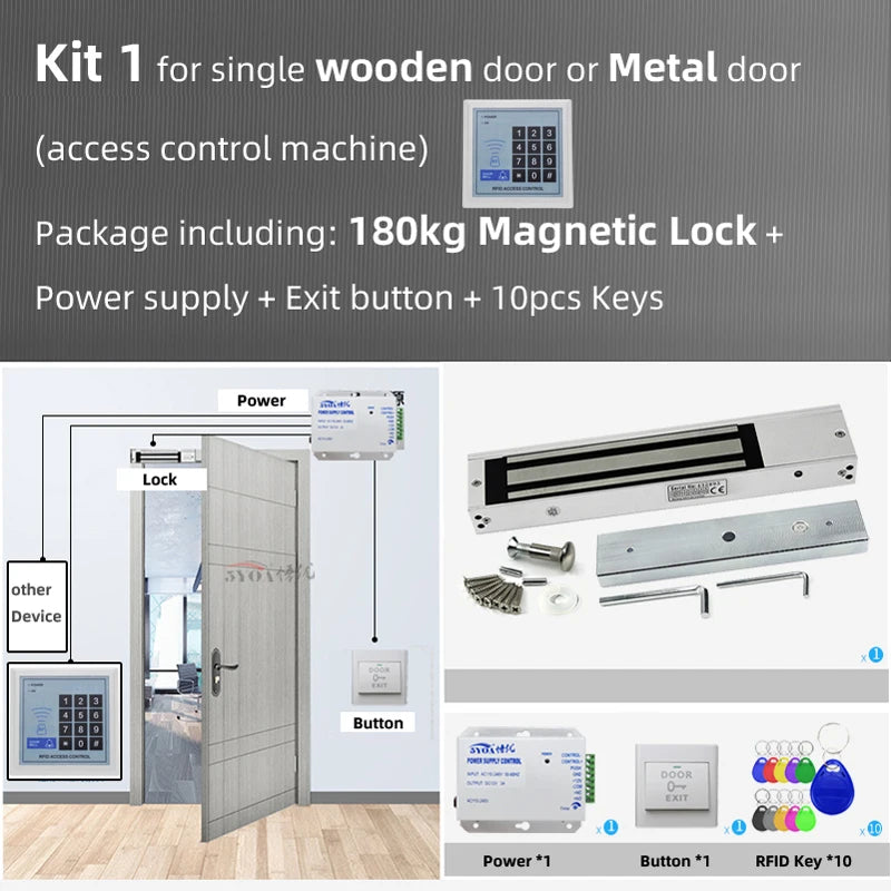 RFID Access Control System Safe Electronic Gate Opener Home Garage Digital Set Eletric Magnetic RFID Smart Door Lock Kit