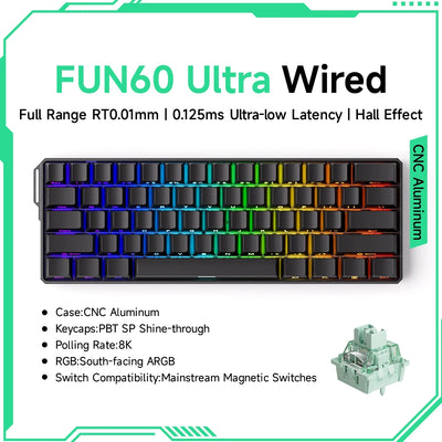 Akko MonsGeek FUN60 Mechanical Keyboard Magnetic Switch 60% Gaming Keyboards Rapid Trigger 0.01mm 8K ARGB HE/TMR Custom Keyboard