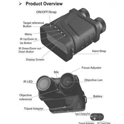 1080P Binocular Infrared Night-Visions Device Day Night Use Photo Video Taking 5X Digital Zoom 300M Full Dark Viewing Distance