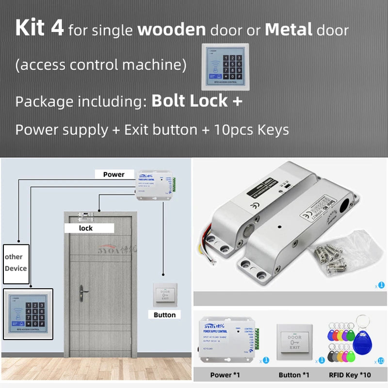 RFID Access Control System Safe Electronic Gate Opener Home Garage Digital Set Eletric Magnetic RFID Smart Door Lock Kit
