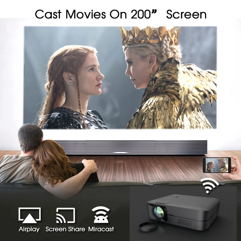 Vivicine K9 8000 Lumens Android 9.0 1080p LED Projector,Dust-proof Optical Engine WIFI Full HD Home Theater Movie Game Projector