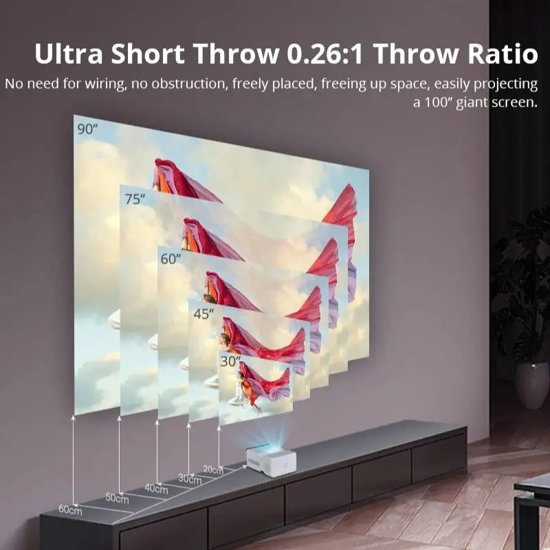 4K Projector Smart Handheld & Portable Projector D071 Touch Pad 100 Inch Max Outdoor Cinema Office Theater Game Projection