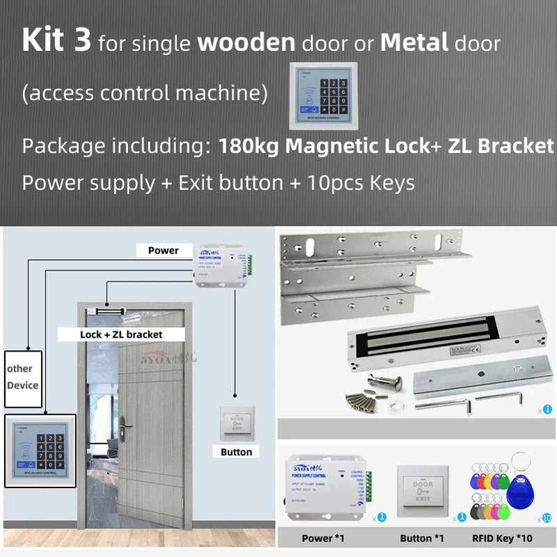 RFID Access Control System Safe Electronic Gate Opener Home Garage Digital Set Eletric Magnetic RFID Smart Door Lock Kit