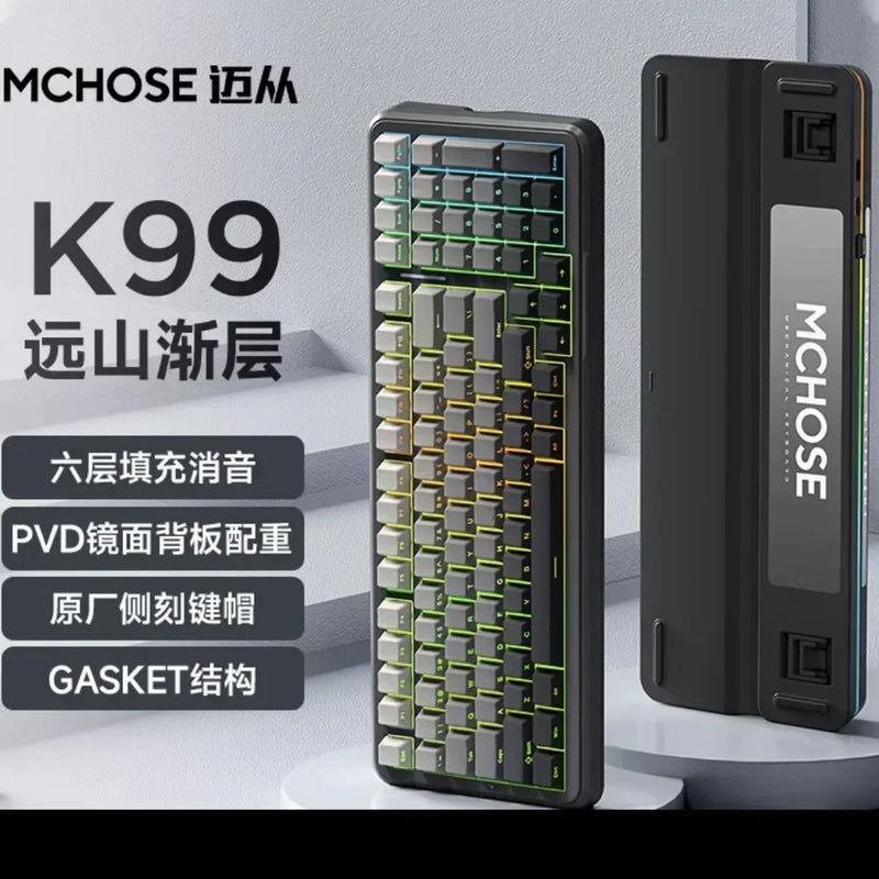 MCHOSE K99 V2 3-mode Gaming E-sport Bluetooth Wireless Mechanical Keyboard Gasket Structure Hot Swap RGB Custom Gaming Accessory
