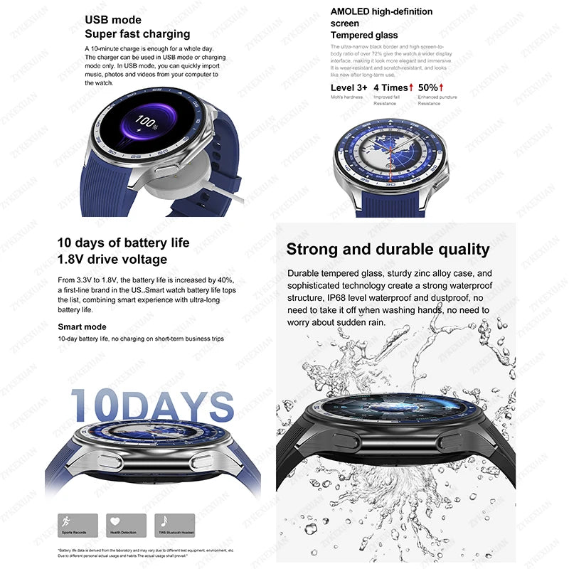 2025 New For OPPO Watch X High-End Business Watch Men 32G Memory Video Playback Smart Watch Sports Fitness Waterproof Bracelet