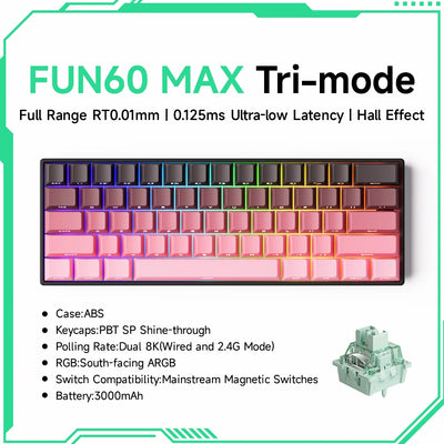 Akko MonsGeek FUN60 Ultra Mechanical Gaming Keyboard Magnetic Switch 60% Rapid Trigger 8K HE/TMR Custom Aluminum Keyboard Gamer