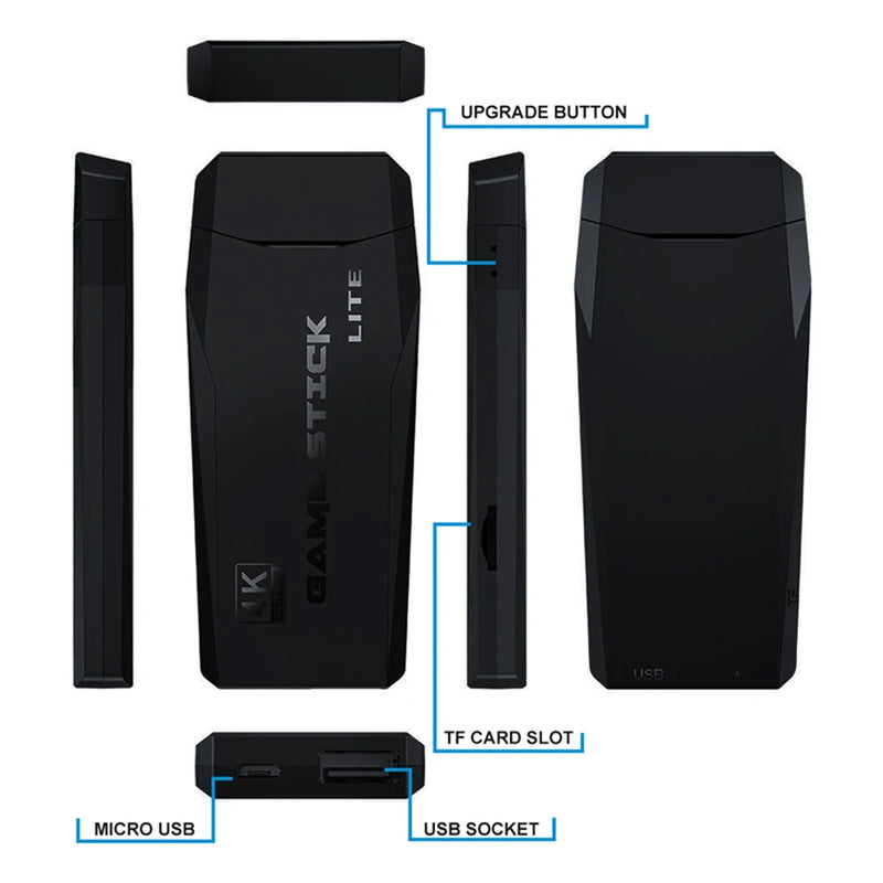Video Game Sticks M8 Console Gamestick 2.4G Dual Wireless Controller 9 Emulator HD Output 10000+ 64G Retro Game Christmas Gift