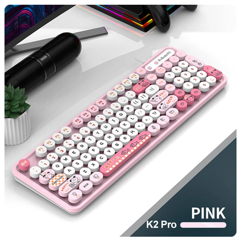 Viper K2Por wired usb keyboard Retro punk girl desktop laptop office keyboard Circular Suspension Key Cap Ergonomics Keyboard