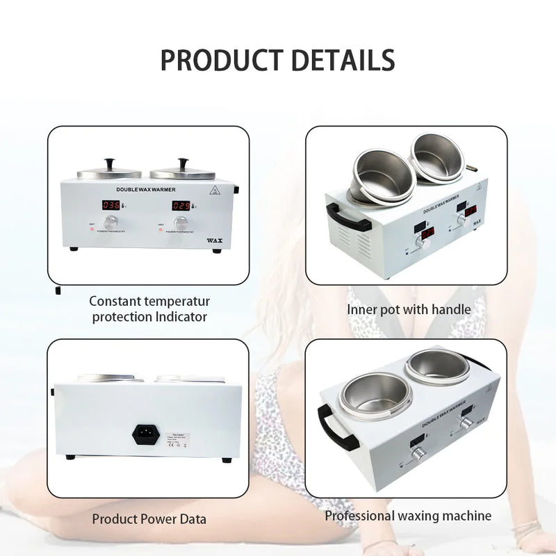 Wax Heater Electronic Display Facial Skin SPA Equipment Dual Double Paraffin Hot Hair Removal Tool Adjustable Temperature