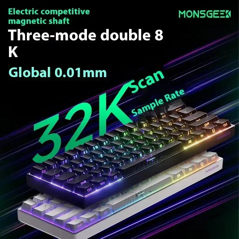 Monsgeek FUN60/FUN60 Pro E-sports Magnetic Switch Gaming Keyboard Dual 8K RT Emergency Stop Customized Mechanical Keyboards Gift