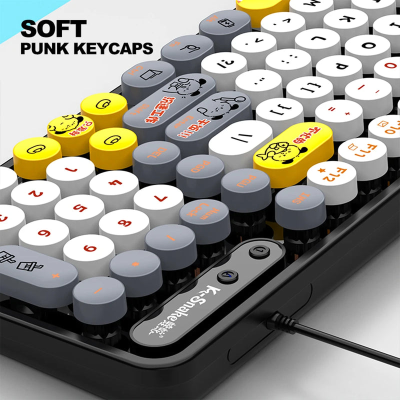 Viper K2Por wired usb keyboard Retro punk girl desktop laptop office keyboard Circular Suspension Key Cap Ergonomics Keyboard