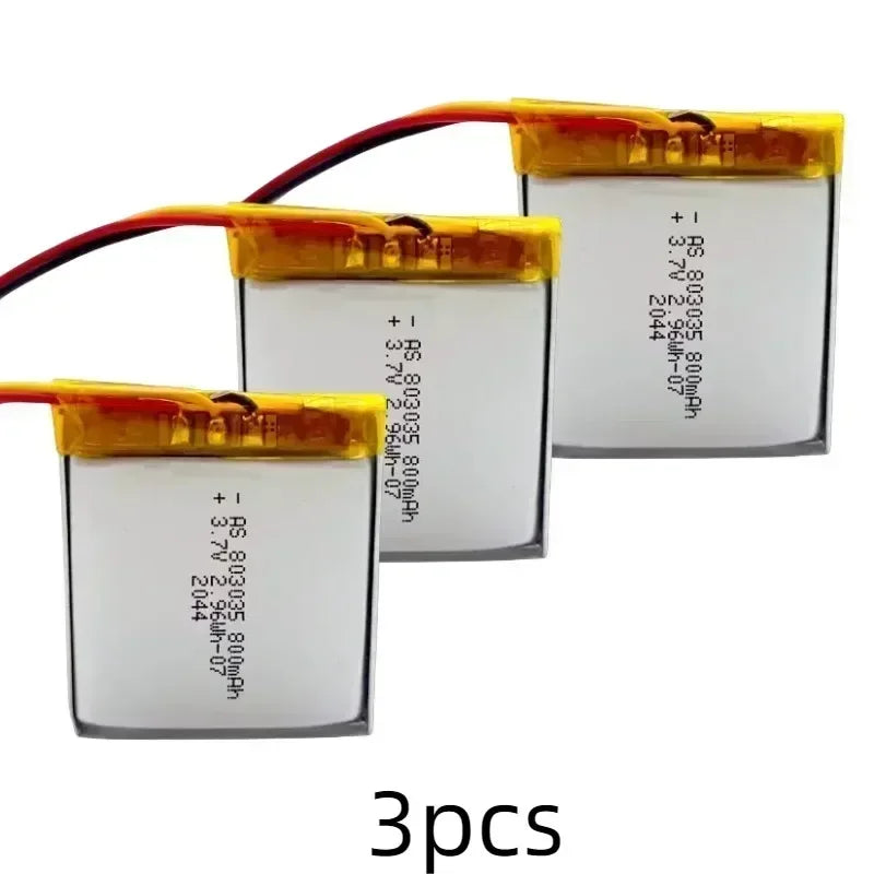 803035 3.7V 800mAh Lithium Polymer Lipo Rechargeable Battery For MP3 MP4 MP5 GPS Mobile Phone Camera Bluetooth Headset Speaker