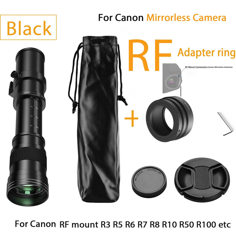 Lightdow Telephoto Lens 420-800mm f 8.3 Manual Zoom Lenses for Canon EOS R1 Nikon D850 D7500 D3400 D750 D810 DSLR Camera Lens