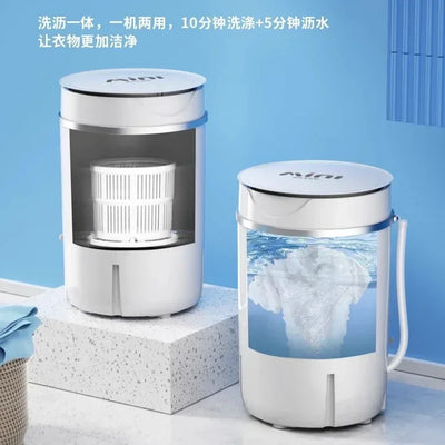 Mini Household Small Washing Machine - Washing and Draining Integrated, Semi-automatic, Single Barrel with Drying Function.
