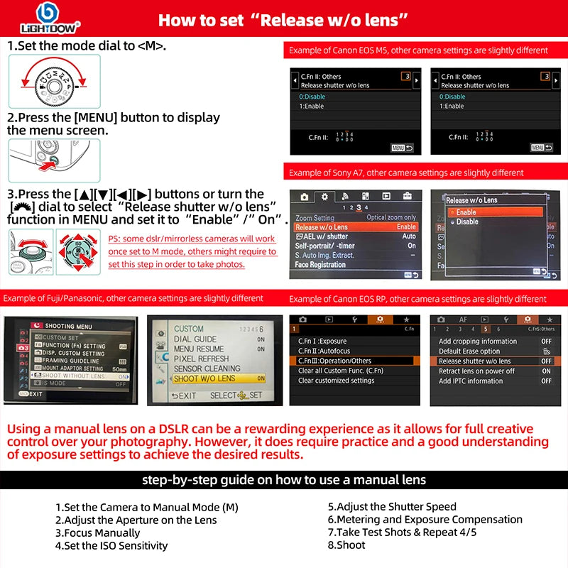 Lightdow Fixed Focus 500mm F6.3 Telephoto Manual Mirror Lens With T2 Mount Adapter Ring for Nikon Canon Pentax Sony DSLR Cameras