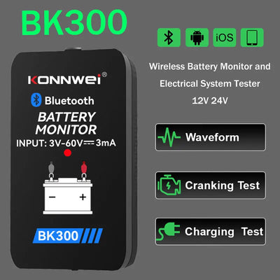 KONNWEI BK300 Bluetooth 5.0 Battery Monitor For 6V 12V 24V Lead Acid Car Truck Starting Battery For Android iOS Battey Analyzer