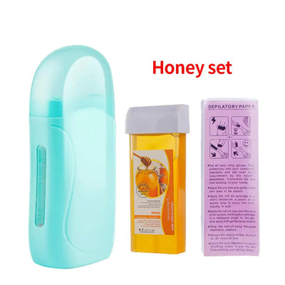 Foreverlily Roller Depilatory Wax Kit Hair Removal Waxing Kit Wax Heater Machine Roll-On Waxing Paper Facial Body Hair Epilator