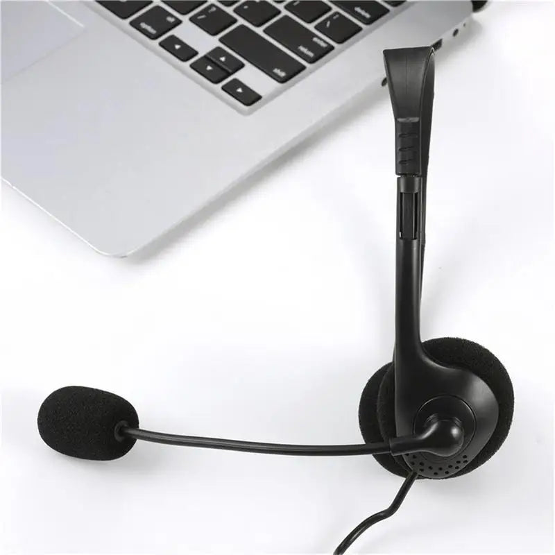 3.5mm Wired Headphones With Noise Cancelling Mic Universal Stereo Headset Adjustable Headband Helmet For PC Laptop Computer