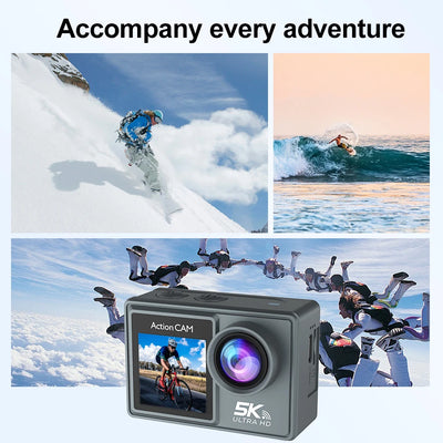 Upgraded 5K 30FPS 48MP WiFi Action Camera Ultra HD 2 Inch Touch Screen 30M Underwater Camera With 900mAh Polymer Lithium Battery